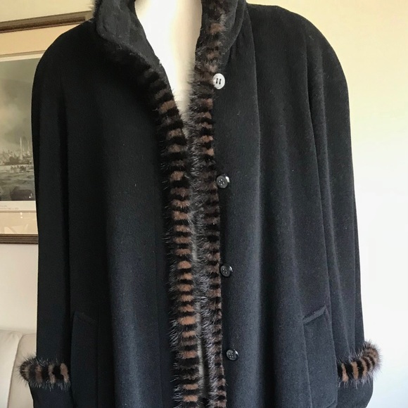 London Fog Mink-Trimmed Wool Coat - Picture 7 of 14